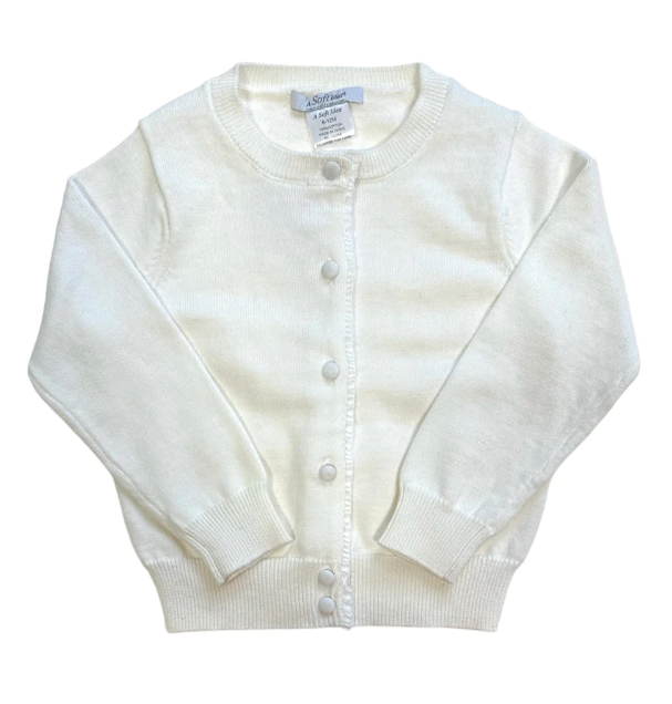 Ruffle Placket Cardigan with Covered Buttons