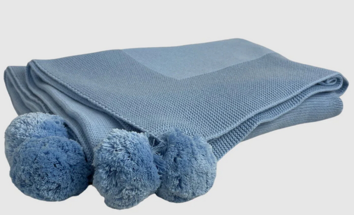 Pom Pom Knit Baby Blanket