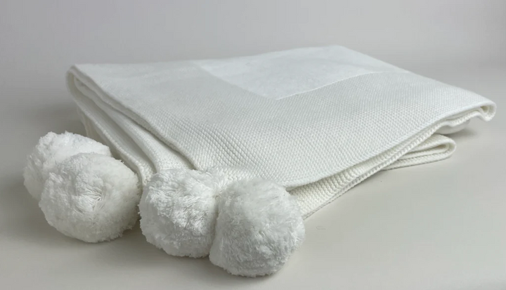 Pom Pom Knit Baby Blanket