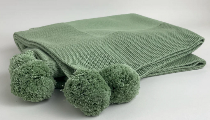 Pom Pom Knit Baby Blanket