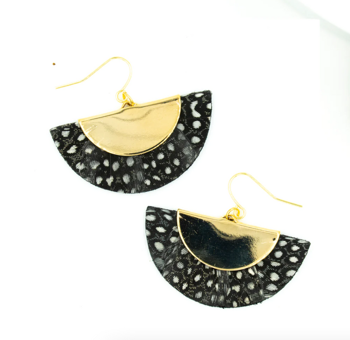 Bird Feather Half Moon Earrings