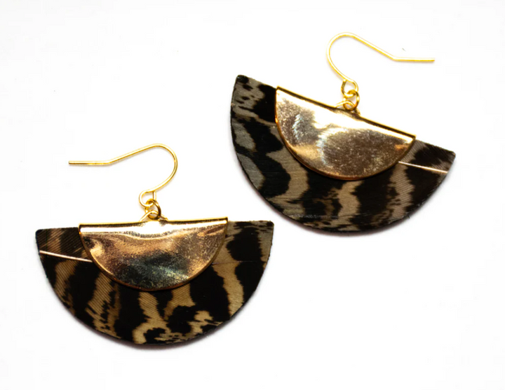 Bird Feather Half Moon Earrings