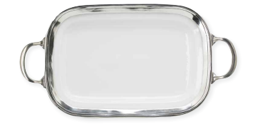 Tilghman Serving Tray Pewter and Porcelain