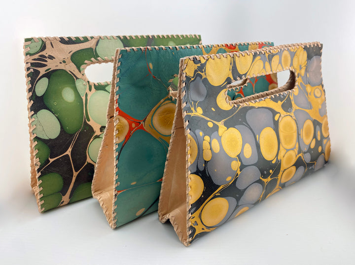 Water Marble Leather Clutch