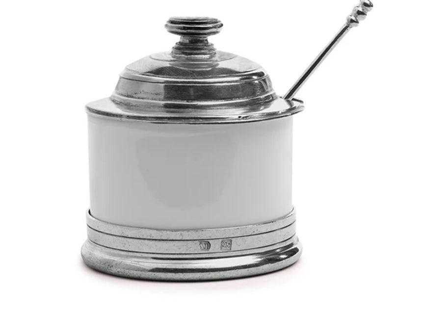 Tuscan Covered Bowl with Spoon (Pewter by Arte Italica)