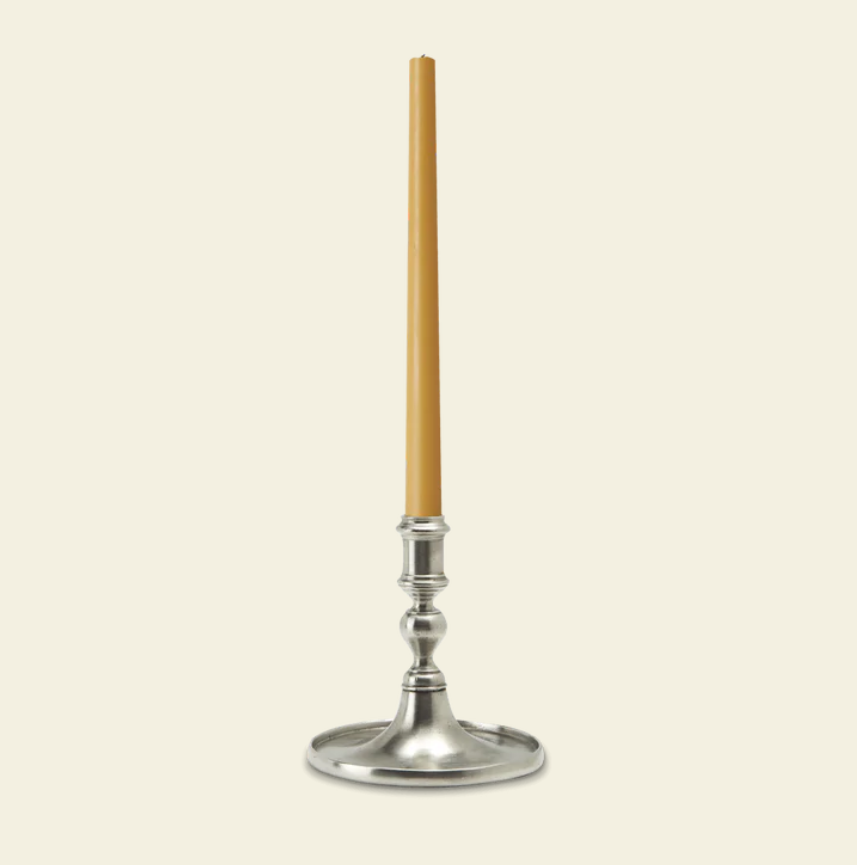Round Based Candlestick with Rim by Match Pewter