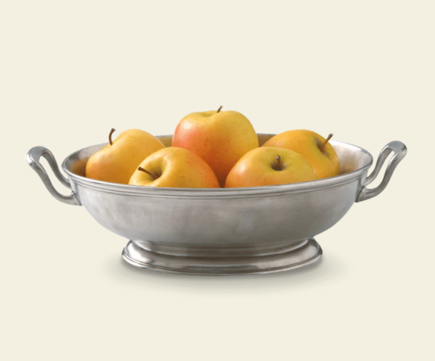 Footed Oval Bowl with Handles by Match Pewter