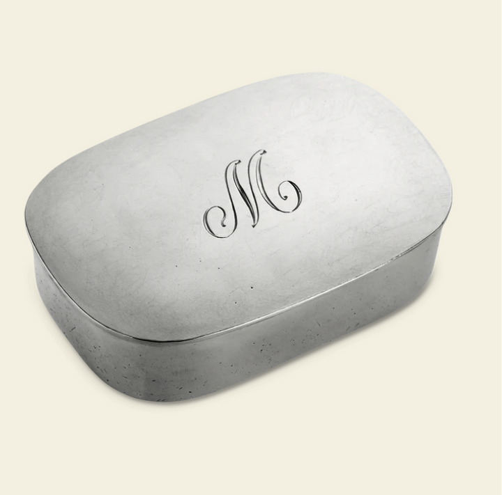 Simple Covered Box, Monogram or Antler Motif by Match Pewter
