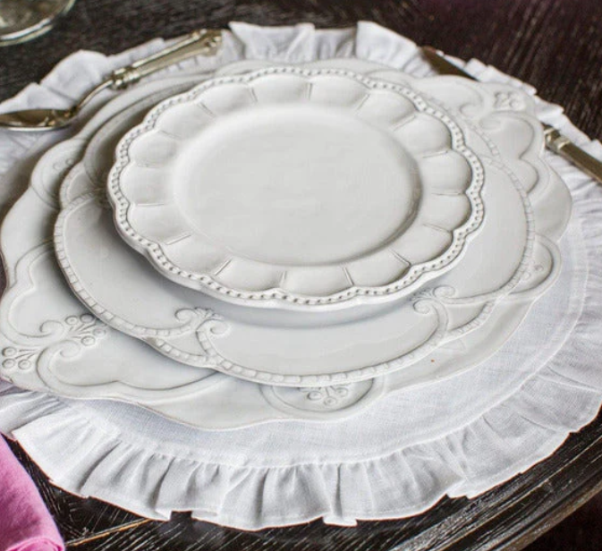 Bella Bianca Beaded Bread / Canapé Plate by Arte Italica