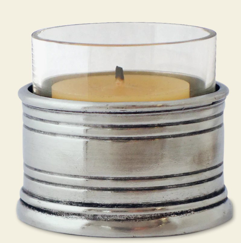 Tea Light Candle Holder With Glass by Match Pewter