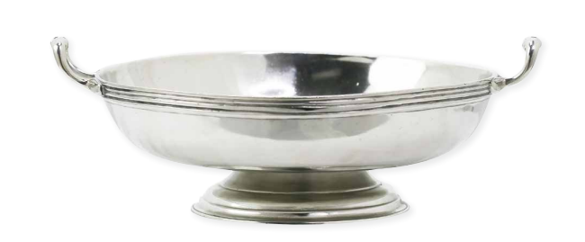 Caroline Round Footed Pewter Serving Bowl with Handles