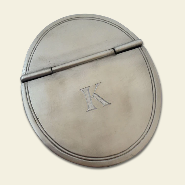 Oval Lidded Cigar Ash Tray by Match Pewter