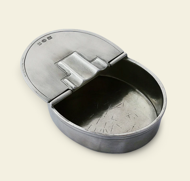 Oval Lidded Cigar Ash Tray by Match Pewter