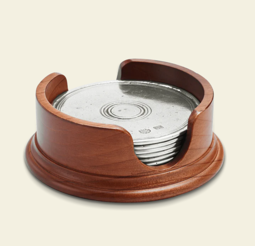 Round Coasters, set of six by Match Pewter