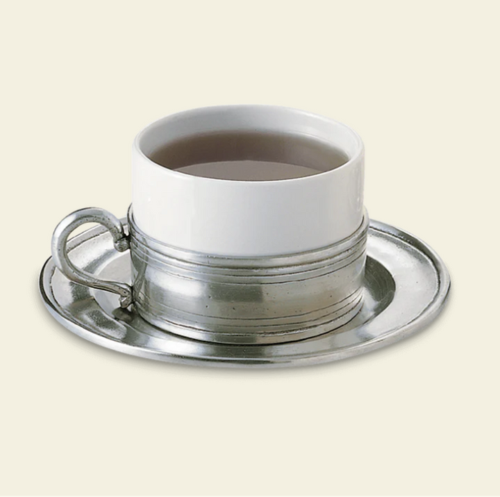 Cappuccino Cup with Saucer by Match Pewter