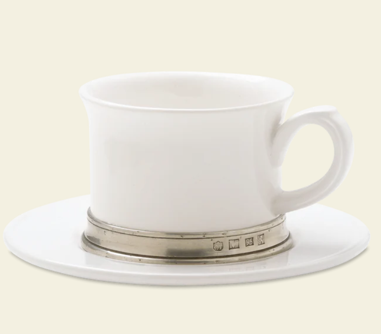 Convivio Cappucino Cup or Tea Cup with Saucer by Match Pewter