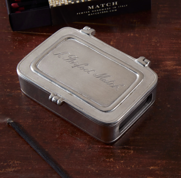 Match Box With Striker and Matches by Match Pewter