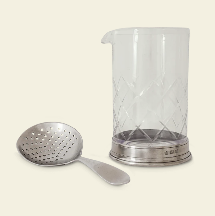 Mixing Glass, Strainer and Cocktail Stirrer by Match Pewter