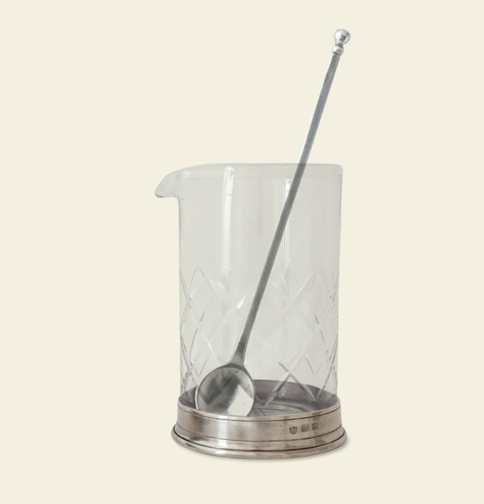 Mixing Glass, Strainer and Cocktail Stirrer by Match Pewter
