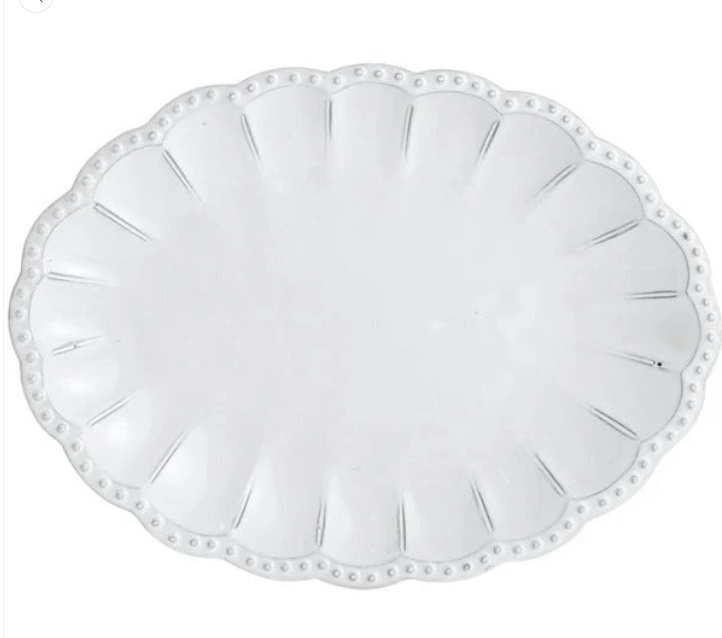 Bella Bianca Beaded Oval Platter by Arte Italica