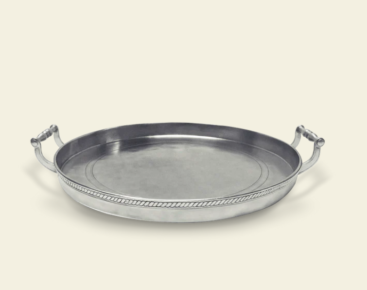 Round Gallery Tray with Handles by Match Pewter