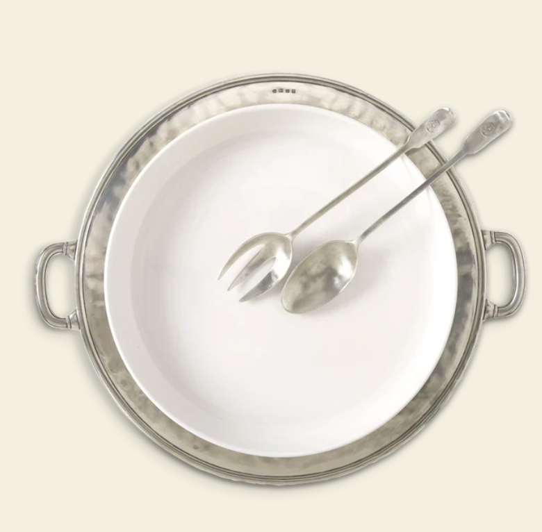 Convivio Round Serving / Casserole Platter with Handles by Match Pewter