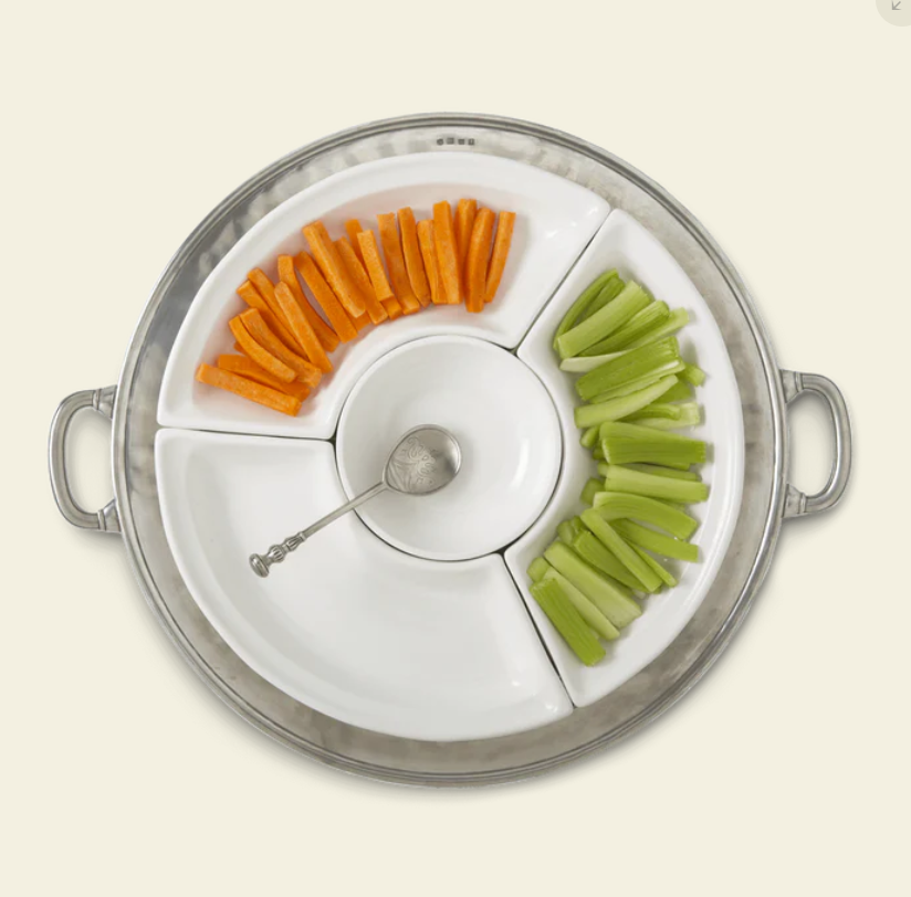 Convivio Round Sectional Platter with Handles by Match Pewter