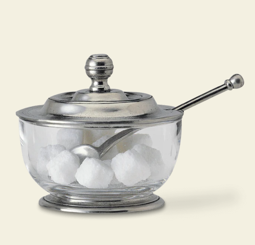 Sugar Bowl with Spoon by Match Pewter