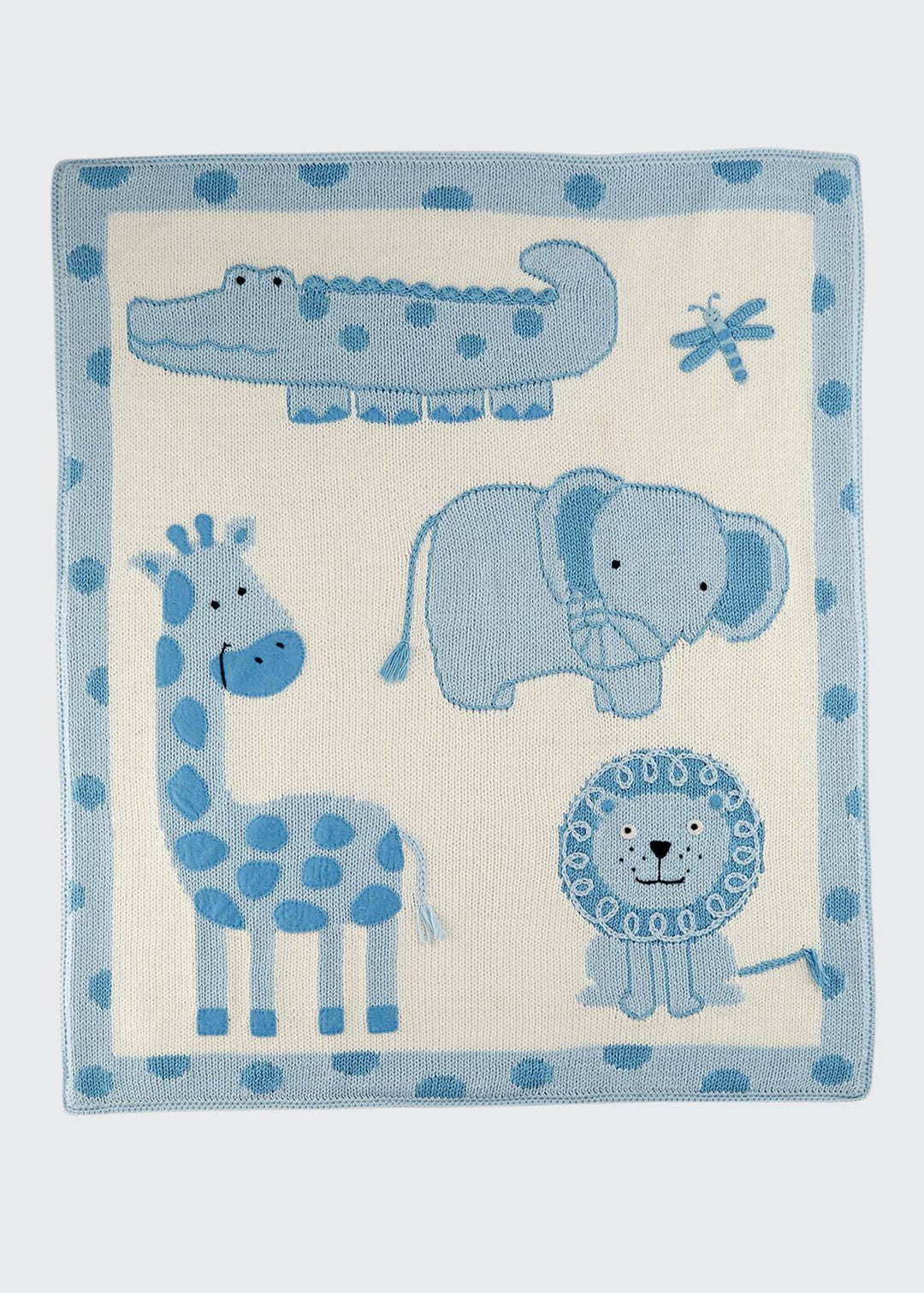 Knit Baby Blanket, Blue Jungle