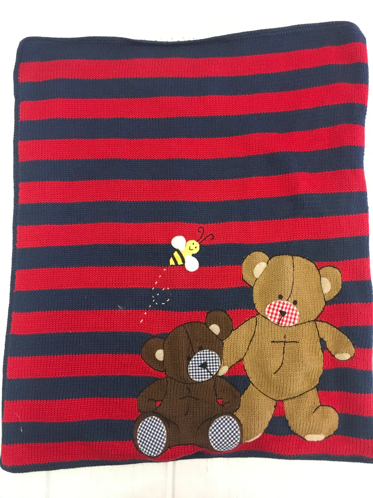 Rugby Bears Knit Baby Blanket