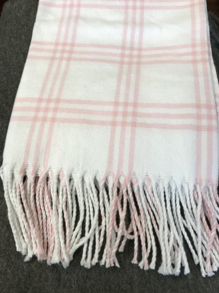 Windowpane Check Flannel Blanket with Fringe