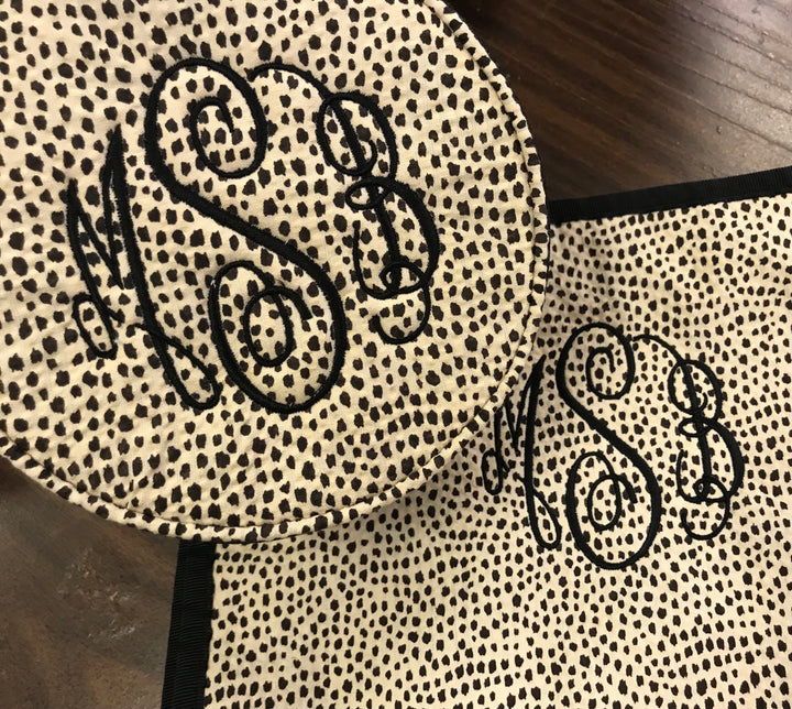 Monogrammed Round Pouch