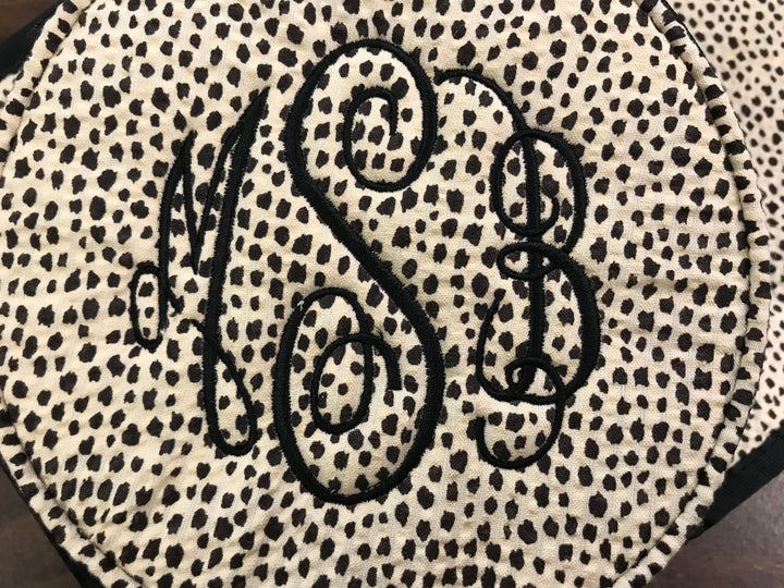 Monogrammed Round Pouch