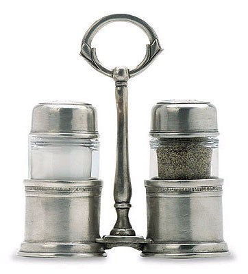 Salt and Pepper Shakers With Caddy by Match Pewter