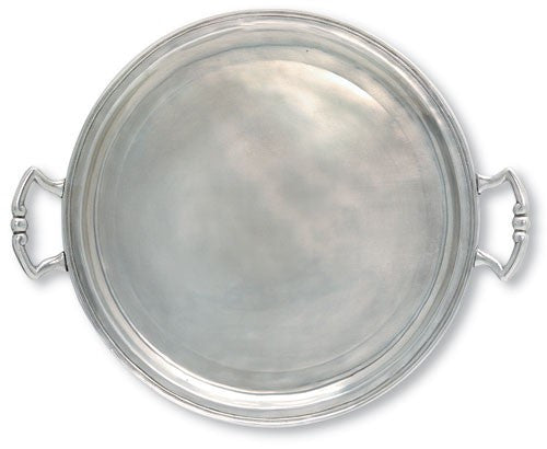 Large Round Tray With Handles By Match Pewter