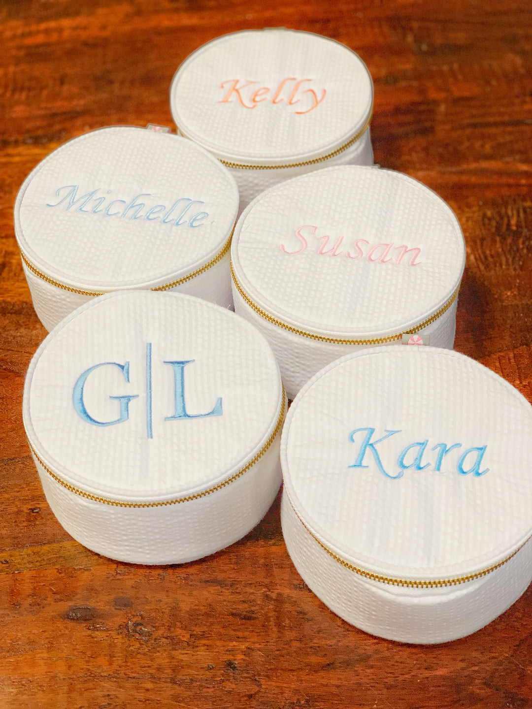 Monogrammed Round Pouch