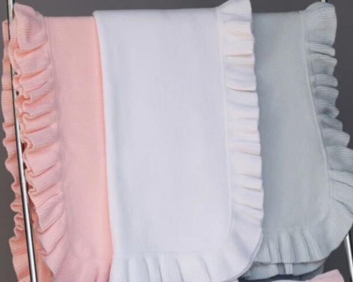 Ruffled Edge Knit Baby Blanket