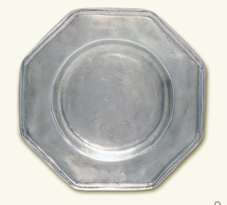 Antique Octagonal Bottle Coaster by Match Pewter