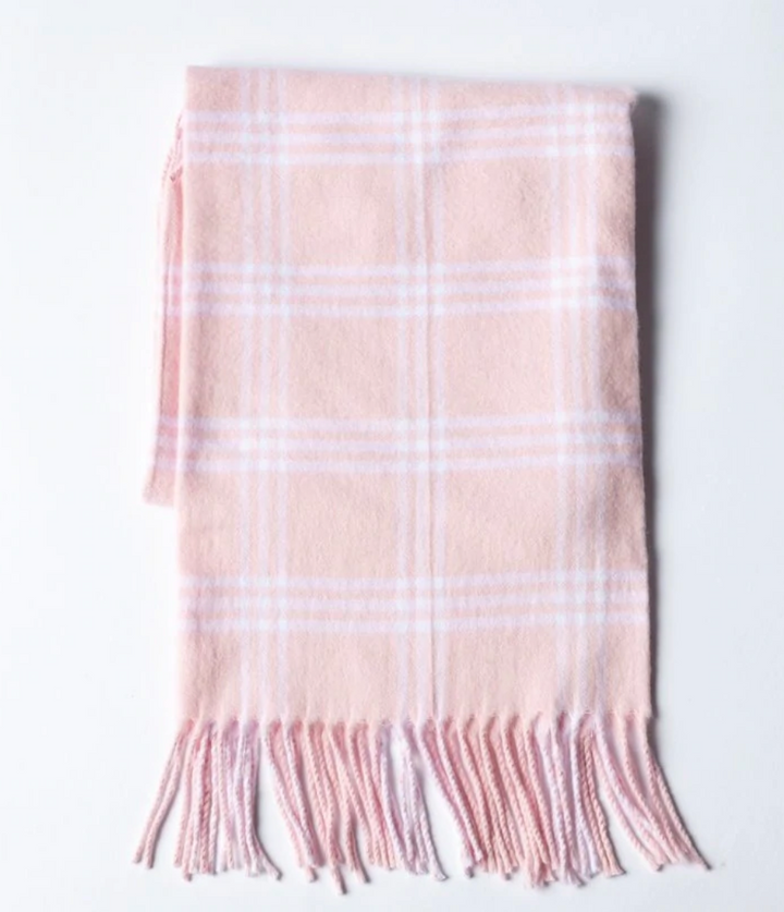 Windowpane Check Flannel Blanket with Fringe