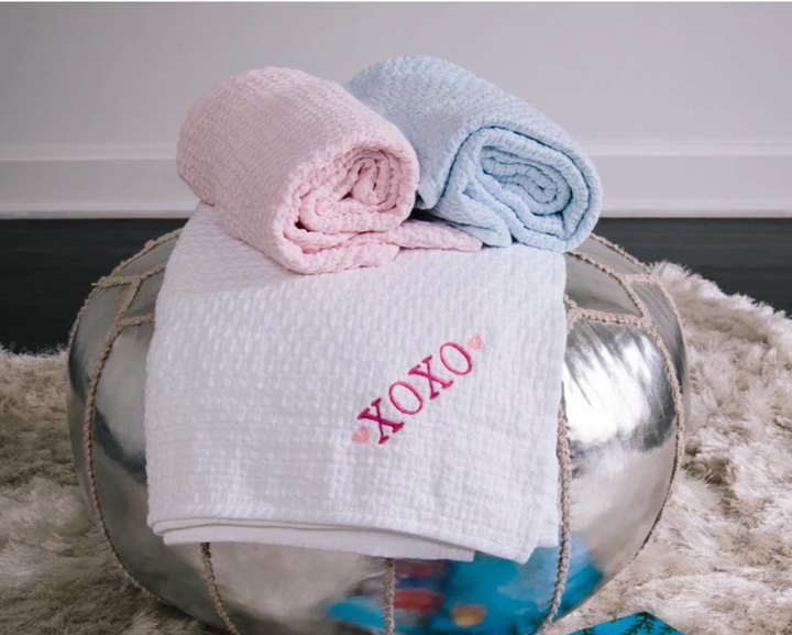 Stonewashed Basket Weave Blanket with Binding