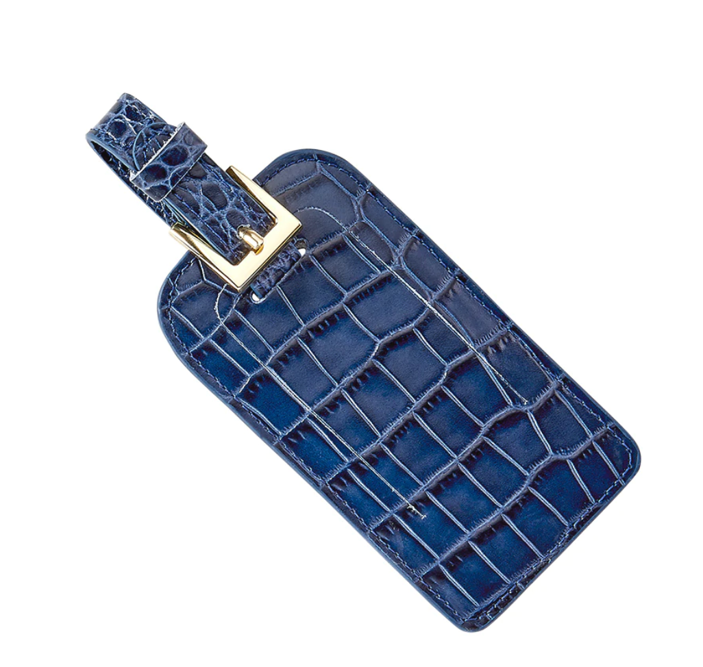 Crocodile Embossed Leather Luggage Tag