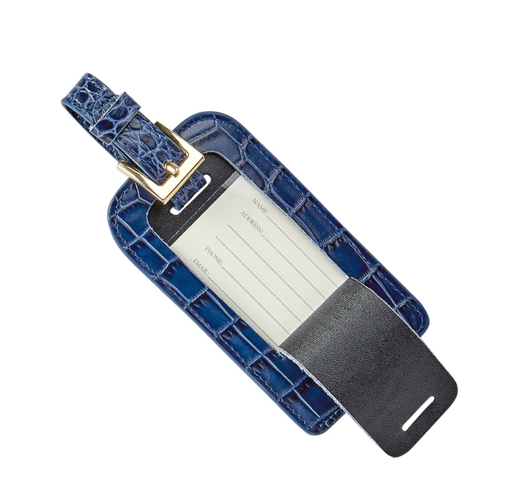 Crocodile Embossed Leather Luggage Tag