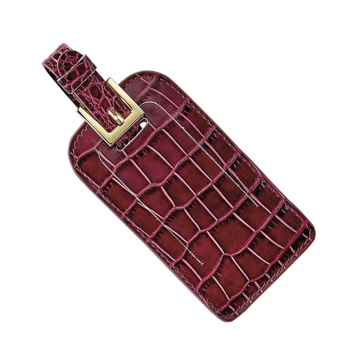 Crocodile Embossed Leather Luggage Tag