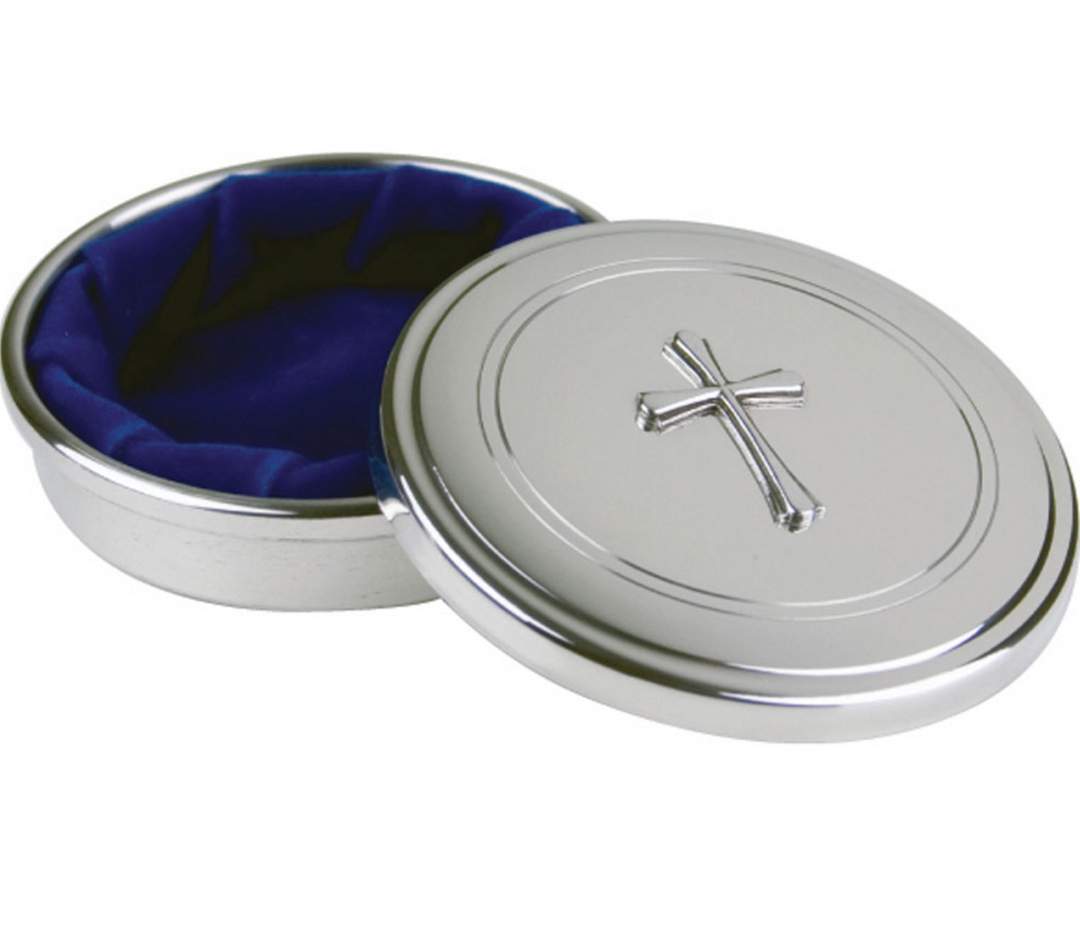 Pewter Keepsake Box with Cross