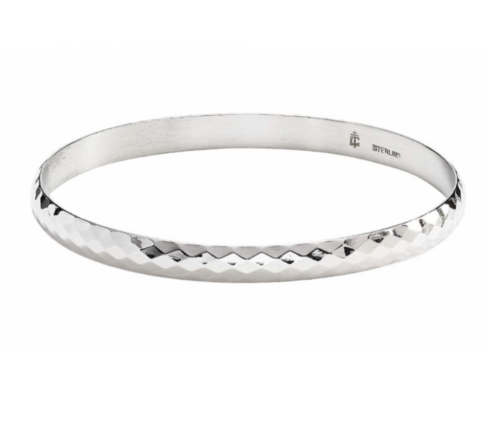 Diamond-Cut Silver Bangle