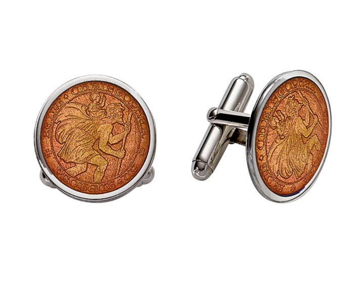 Enameled St. Christopher Cufflinks