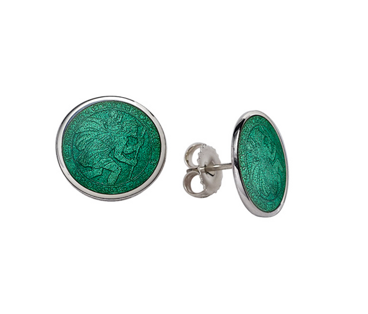 Enameled St. Christopher Stud Earrings