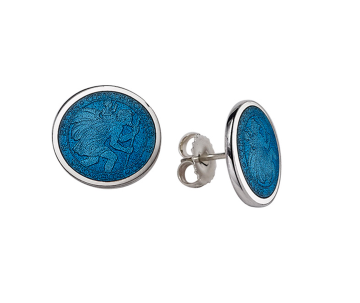 Enameled St. Christopher Stud Earrings
