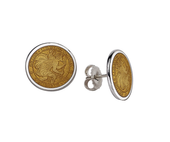 Enameled St. Christopher Stud Earrings