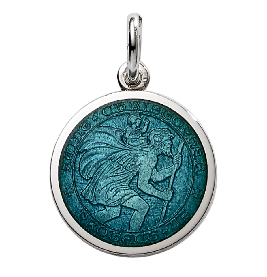 Sterling Silver Enamel St. Christopher Medal